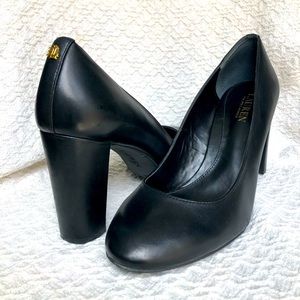 Lauren Ralph Lauren Black Pumps, size 10 with gold insignia